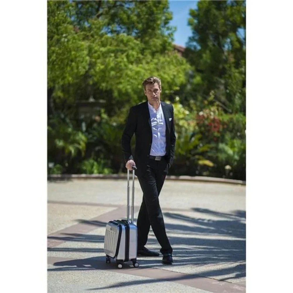 Rolling Computer Case, Silver, Carry-On 17-Inch